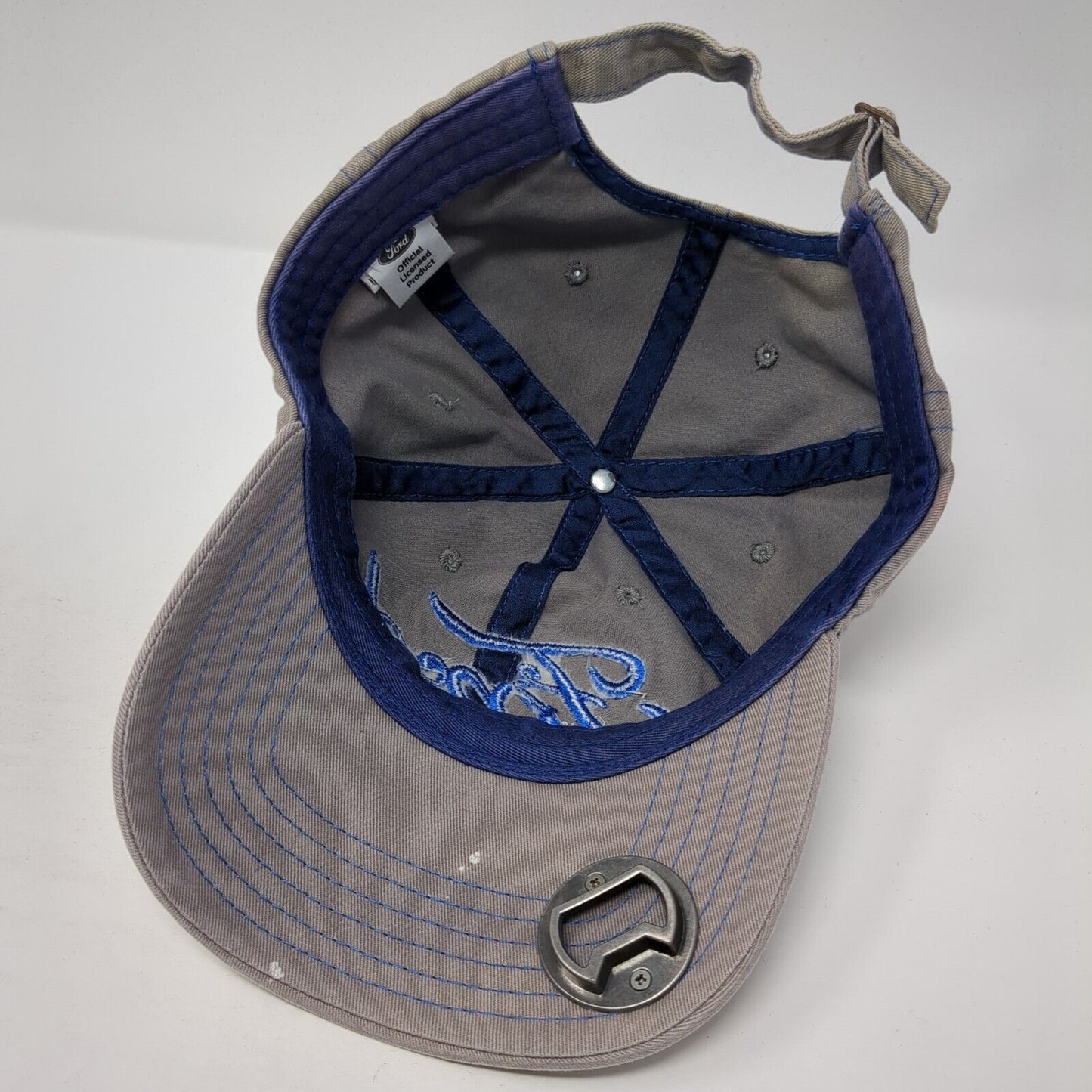 Ford Genuine Parts Slideback Baseball Cap Gray One Size Adjustable Bottle Opener