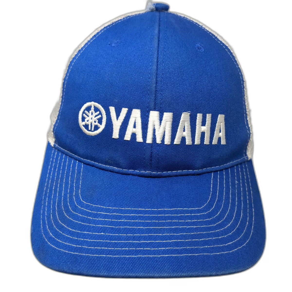 Yamaha Blue One Size Baseball Cap Mesh Trucker Hat Embroidered Logo Racing White