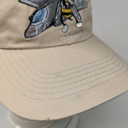 Flysfb.com Flying Bee Adult Strapback Hat Tan One Size Embroidered Outdoor Cap