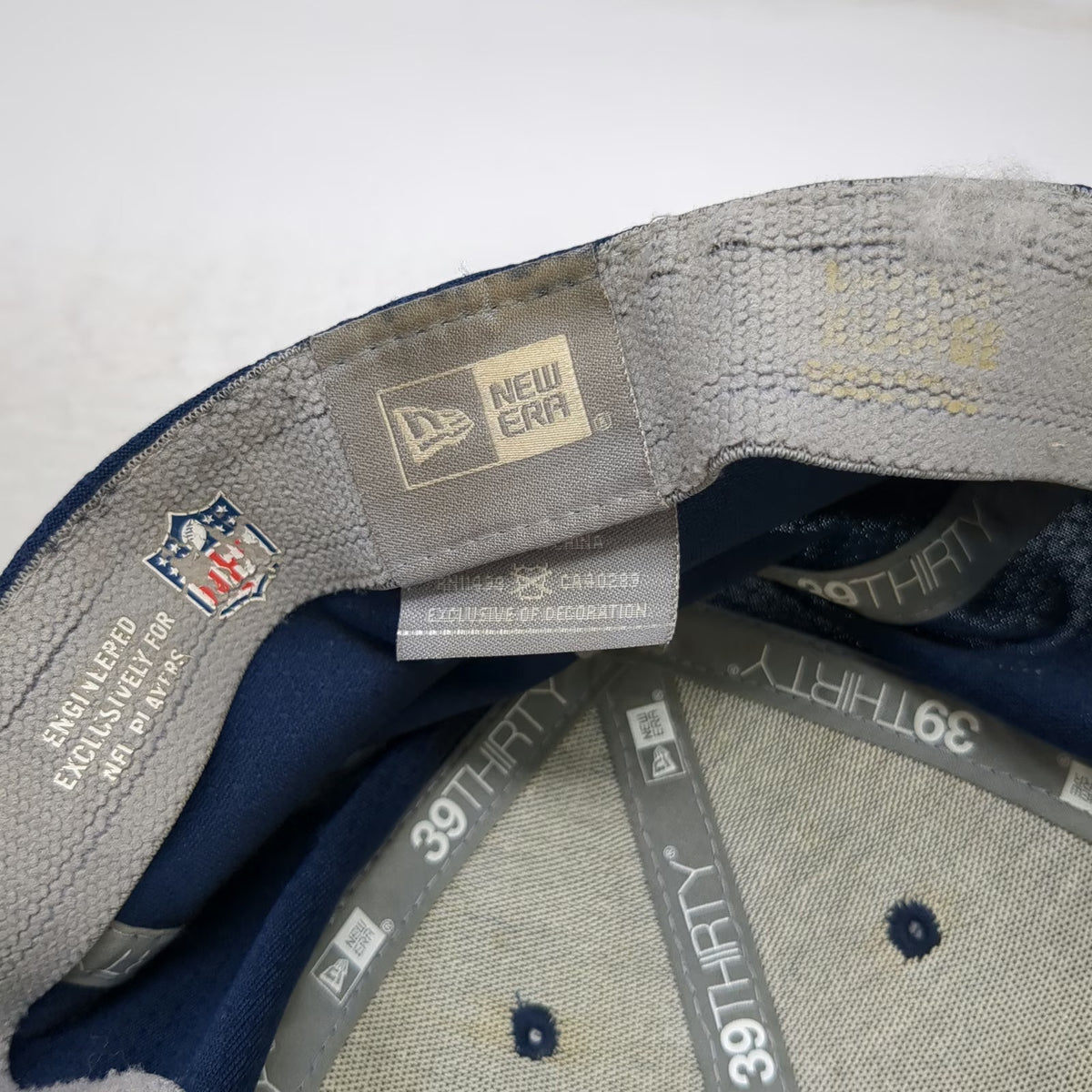 New Era New England Patriots NFL Blue One Size Cap Stretch Fit Hex Brim Logo Hat