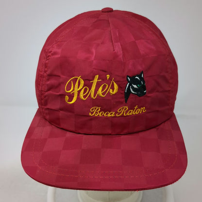 Florida Novel-Tees 5 Panel Hat Red Vintage Petes Boca Raton Panther Checkerboard