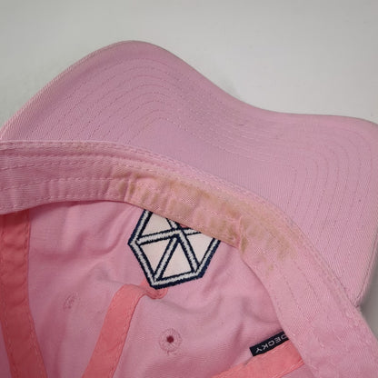 Decky Baseball Cap Pink OSFM Blue Geometric Logo Cotton Slideback Hat Adjustable