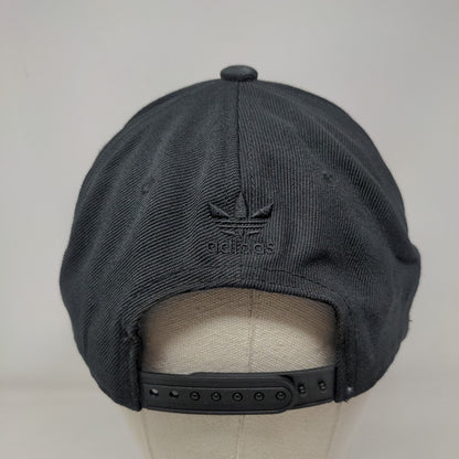 Adidas Trefoil Snapback Hat Black OSFM Embroidered 6 Panel Black on Black