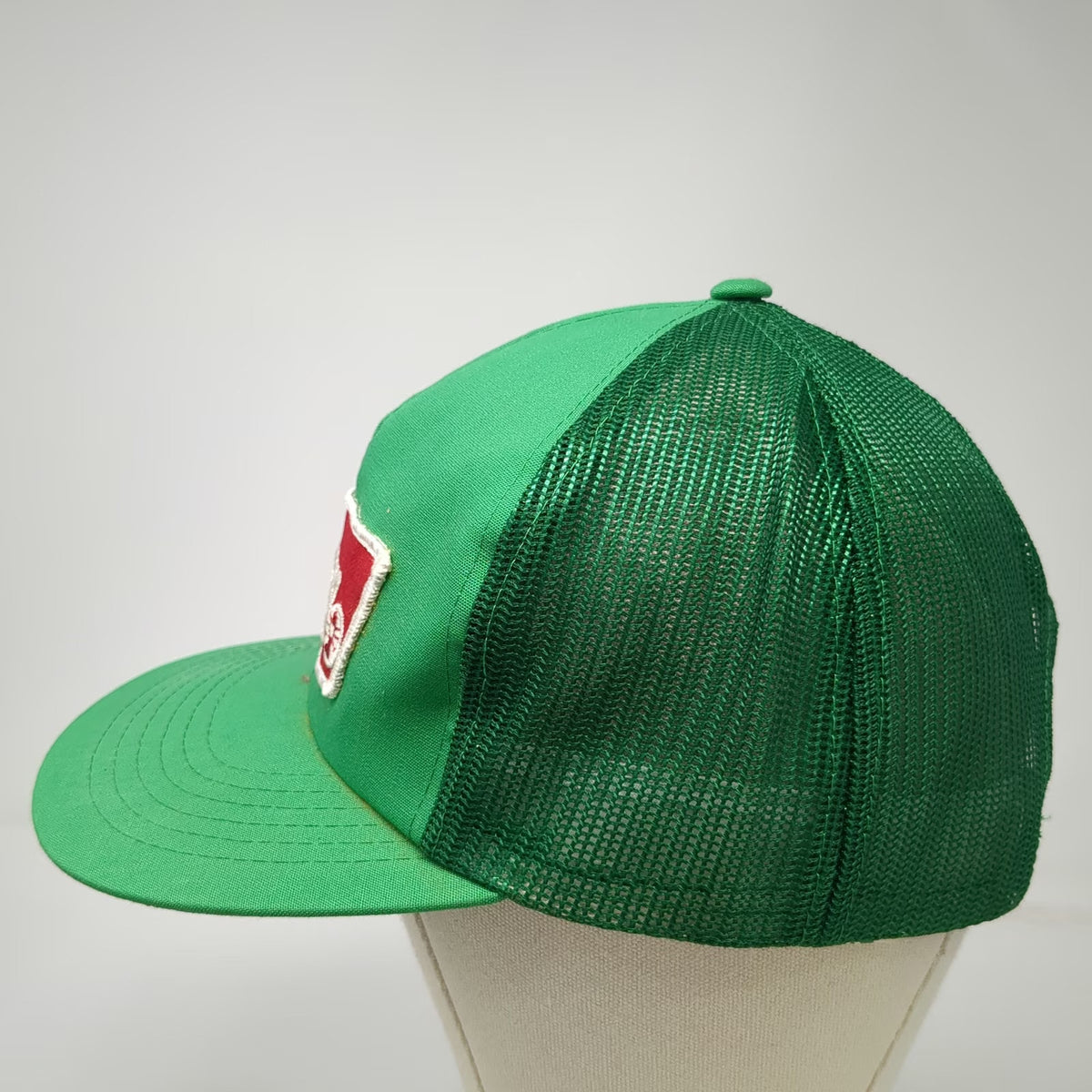 Young An Trucker Hat Green Coleman Patch Mesh Back Snapback Lantern Vintage