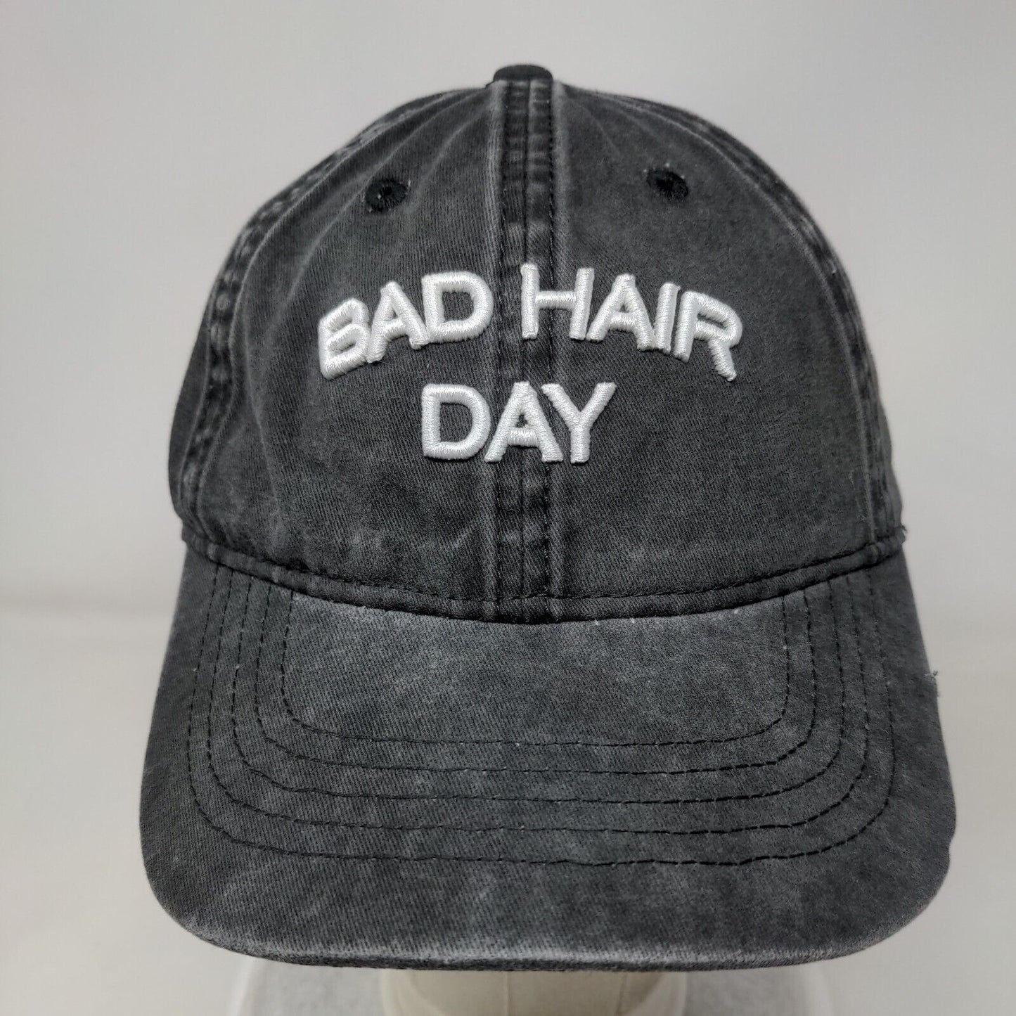 Bad Hair Day Slideback Hat Black OSFM Adjustable Embroidered Vented Holes
