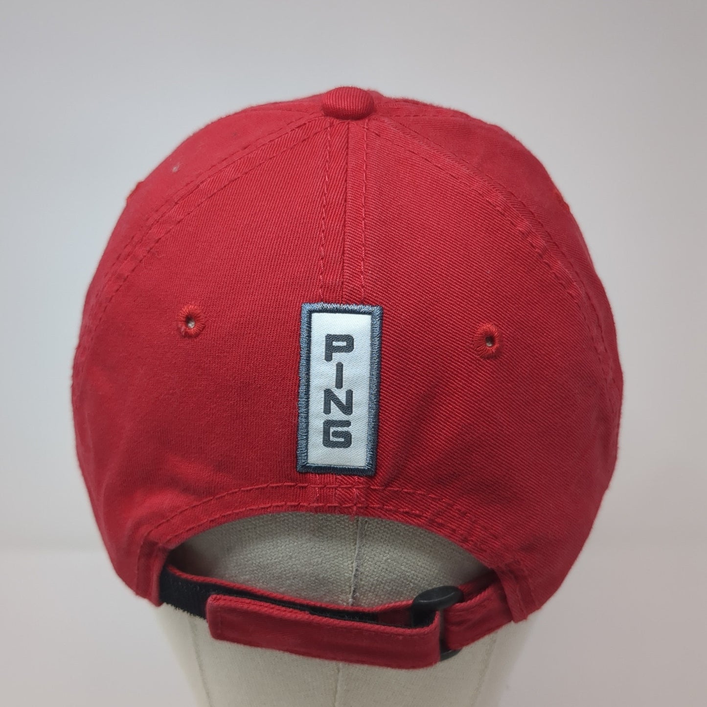 Ping Strapback Hat Red One Size Embroidered Solid 6 Panel Outdoor