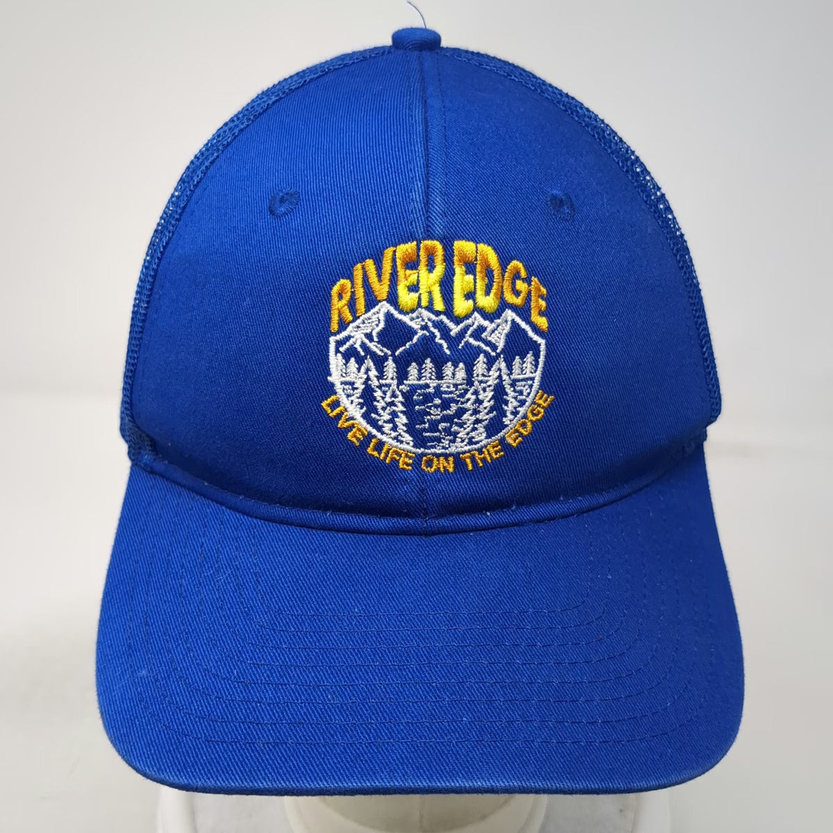 Port Authority Trucker Hat Blue One Size Snapback Mesh River Edge Mountains Logo