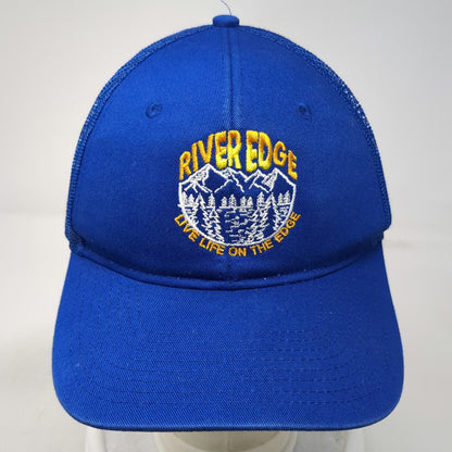Port Authority Trucker Hat Blue One Size Snapback Mesh River Edge Mountains Logo