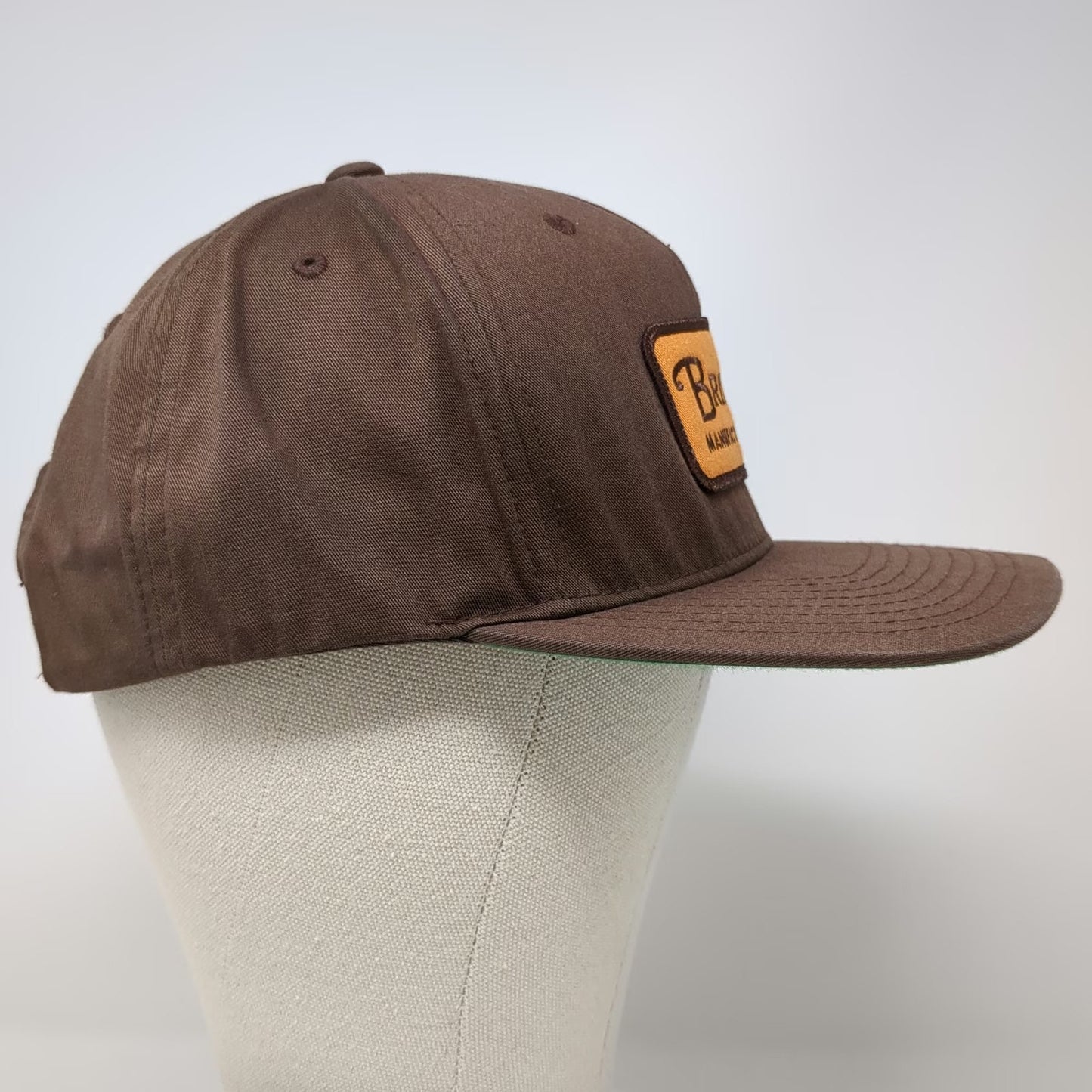 Brixton 5 Panel Brown Hat One Size Manufacturing Co Patch Snapback Flat Bill