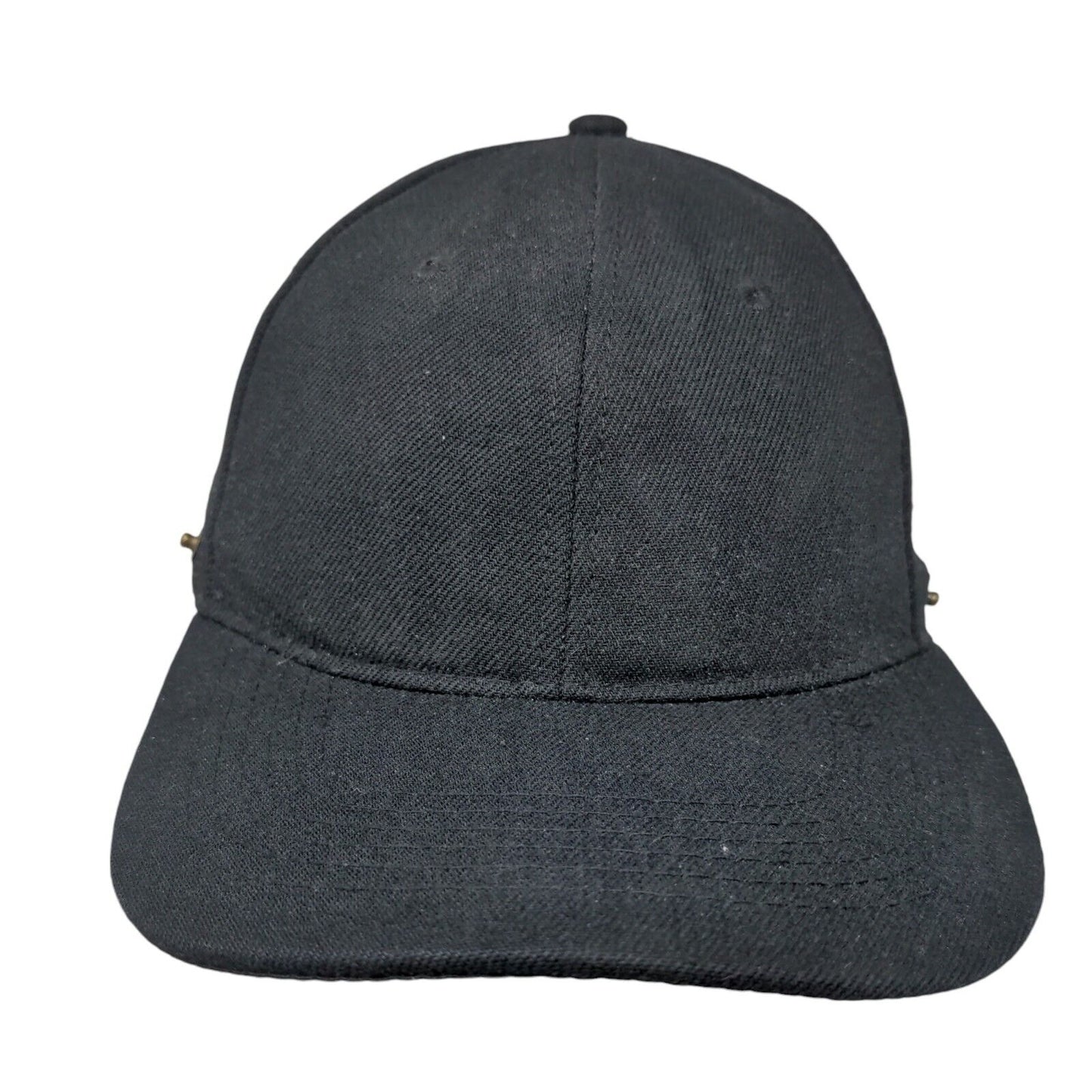 Unbranded Strapback Hat Black One Size Vent Holes 6 Panel Blank Solid