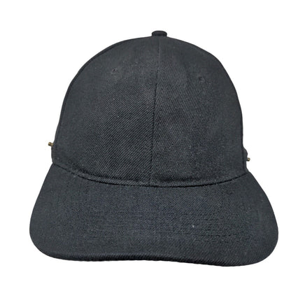 Unbranded Strapback Hat Black One Size Vent Holes 6 Panel Blank Solid
