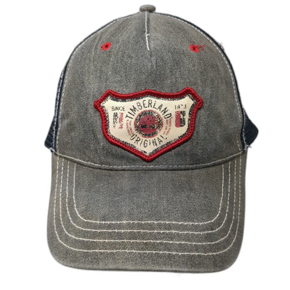 Timberland Trucker Hat Gray Black OS Snapback Mesh Patch Logo Shield Stitch