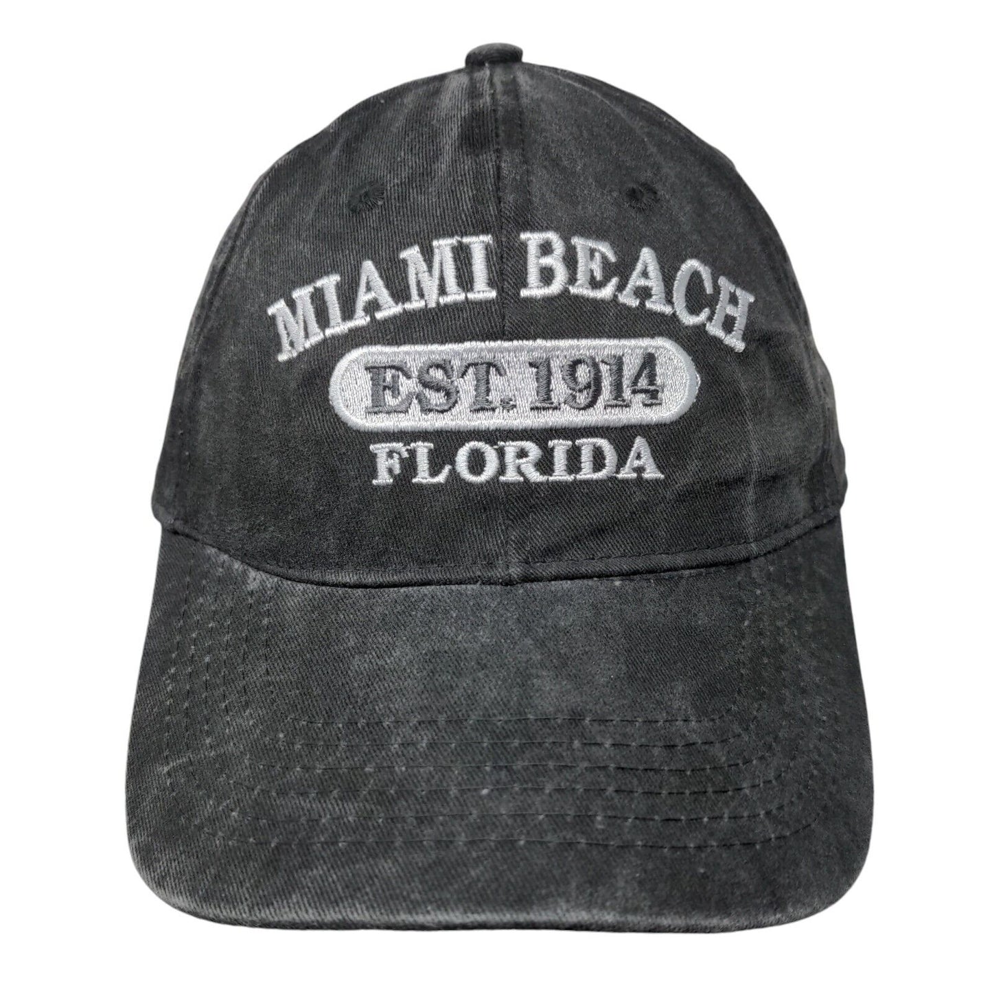 Miami Beach Florida Slideback Hat Gray OSFA Embroidered Adjustable