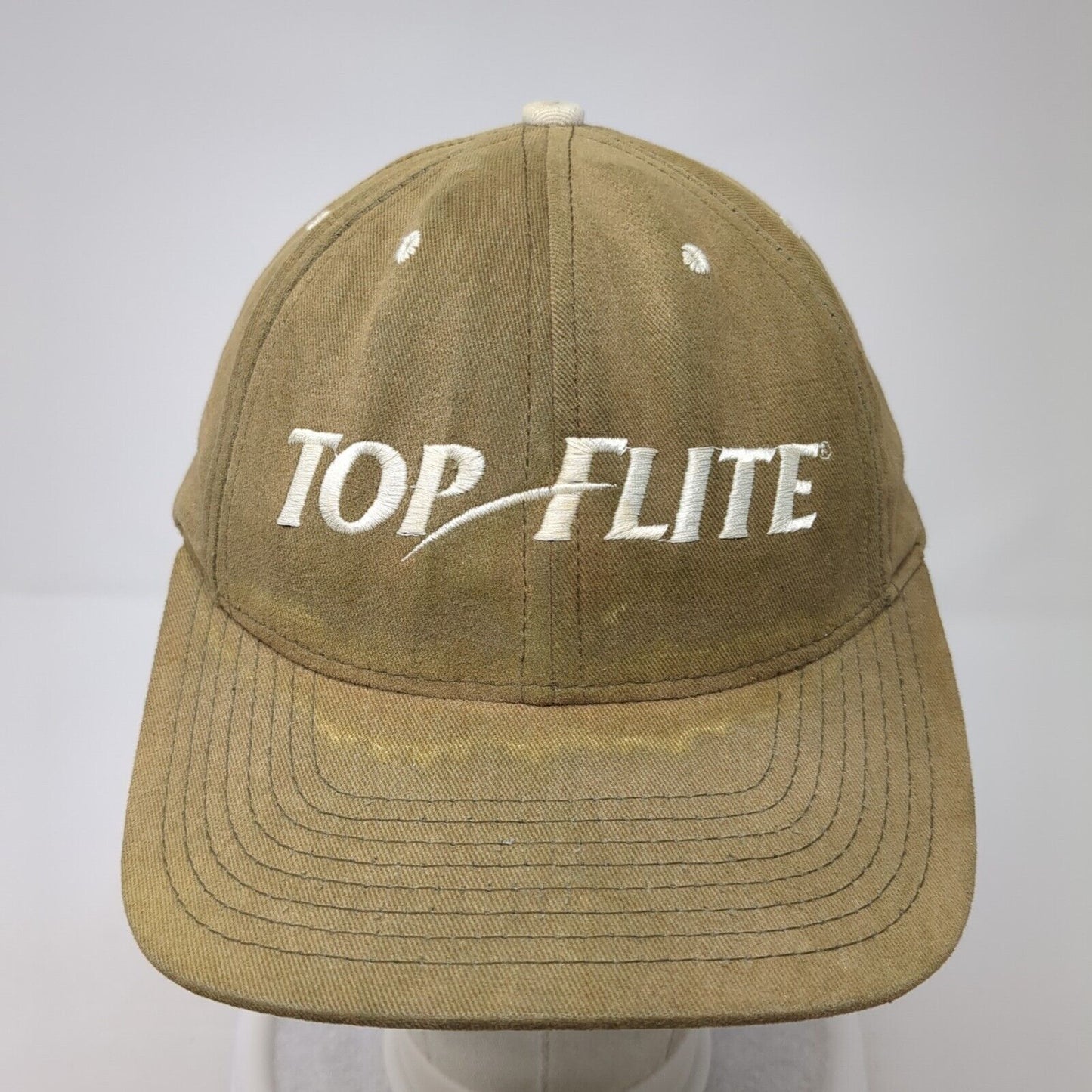 Top Flite Baseball Cap Brown One Size Adjustable Embroidered Vented Holes