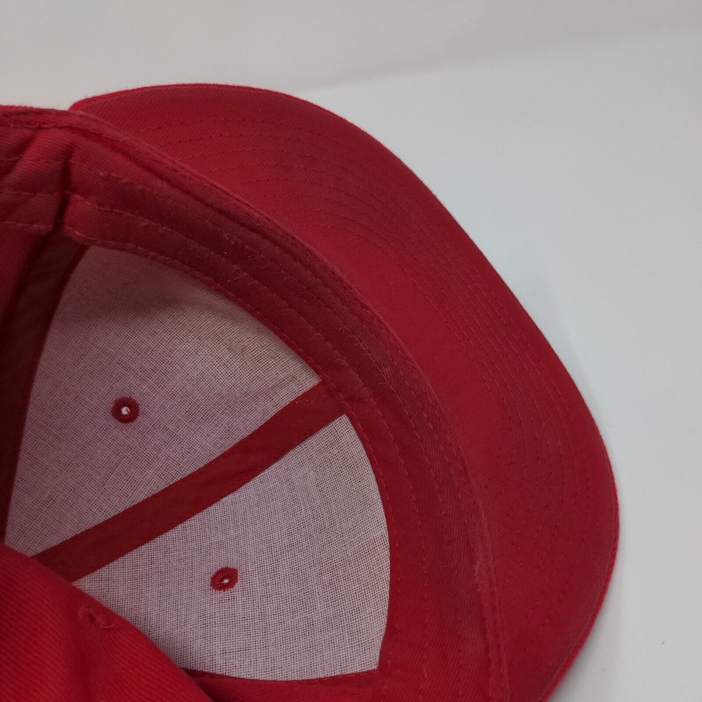 Decky Fitted Hat Red One Size Solid 6 Panel Vent Holes Blank