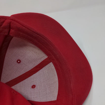 Decky Fitted Hat Red One Size Solid 6 Panel Vent Holes Blank
