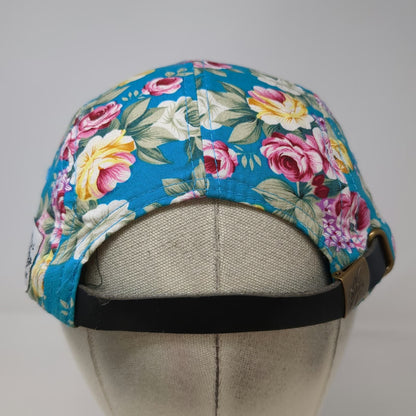 City Hunter 5 Panel Blue Floral Hat Denim Brim One Size Strapback Cotton NY Logo