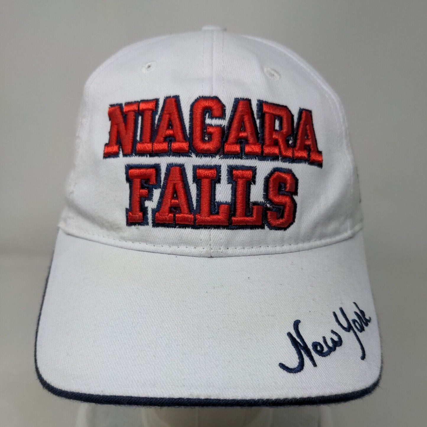 Niagara Falls New York Strapback Hat White OS Adjustable Embroidered Patriotic