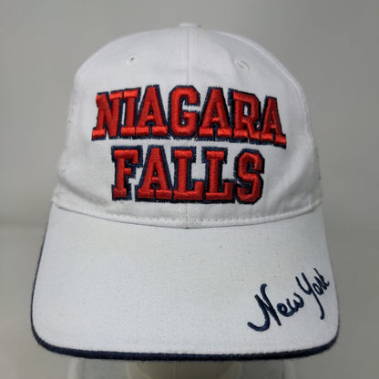 Niagara Falls New York Strapback Hat White OS Adjustable Embroidered Patriotic