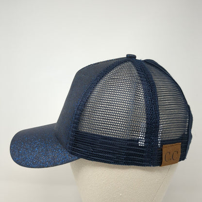 D.L. Evans Bank Ponyback Strapback Hat Blue One Size Adjustable Mesh Back C.C
