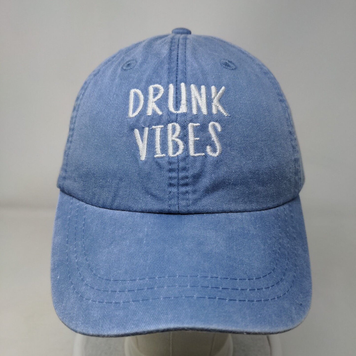 Drunk Vibes Slideback Hat Blue One Size Adjustable Embroidered 6 Panel Adams