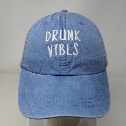 Drunk Vibes Slideback Hat Blue One Size Adjustable Embroidered 6 Panel Adams