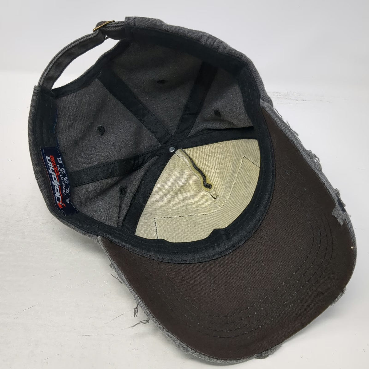 Dolphin Club 5 Panel Gray One Size Hat Croatia Patch Frayed Slideback Cotton
