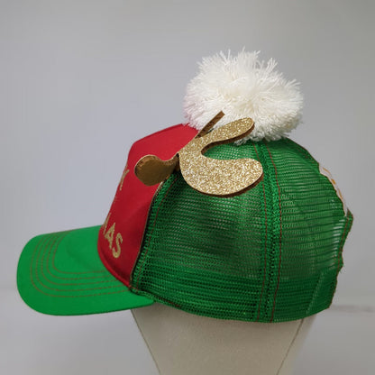 Walmart Trucker Hat Red Green One Size Rock This Christmas Antlers Pompom