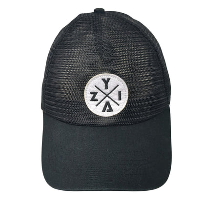 ZYIA Patch Snapback Trucker Hat Black One Size Mesh Back Adjustable
