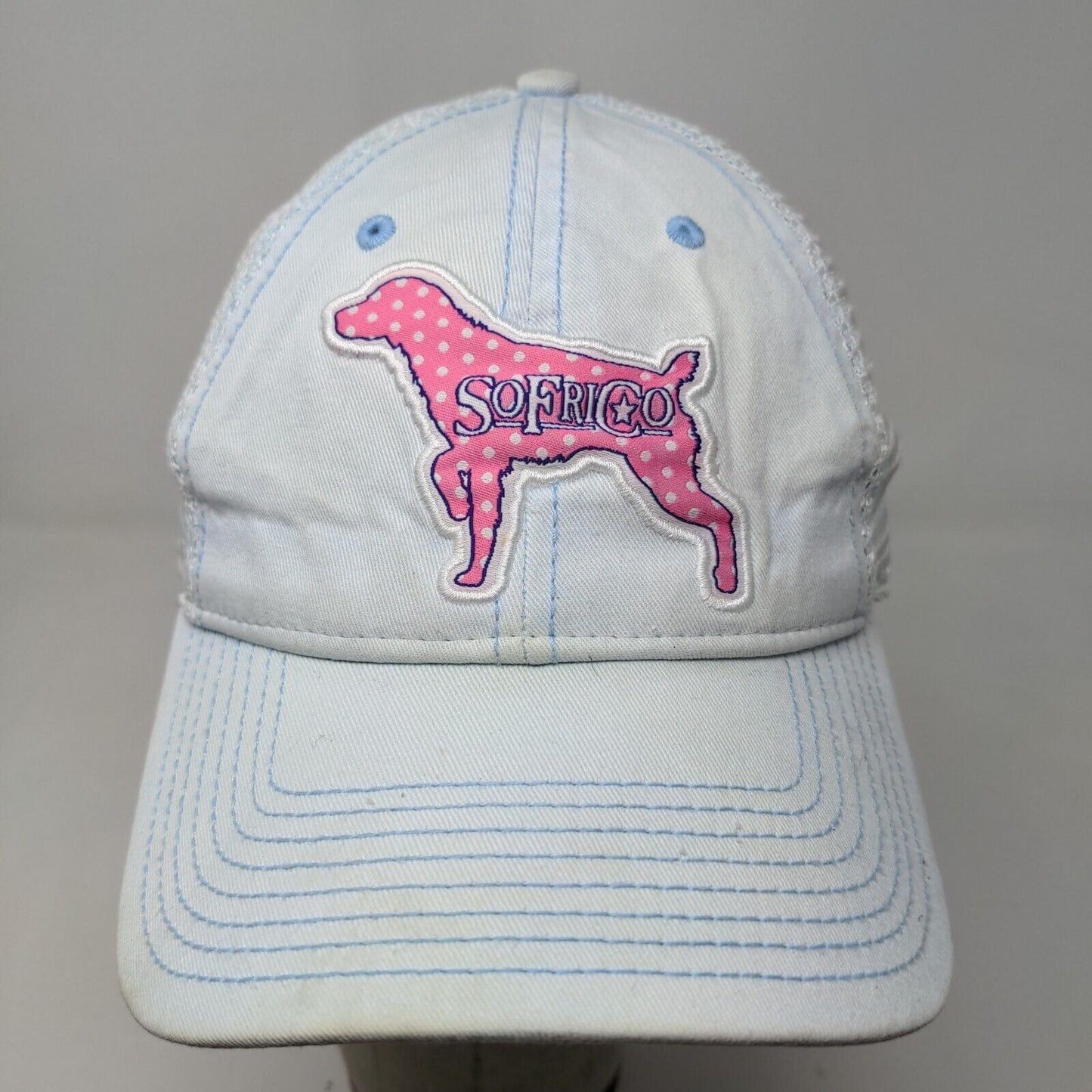 Southern Fried Cotton Women's Snapback Mesh Back Hat Blue OSFM Embroidered Dog