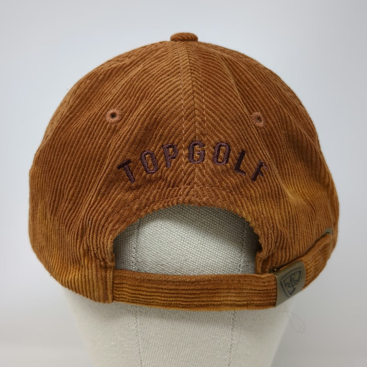 Topgolf 5 Panel Brown One Size Corduroy Slideback Golf Hat Cotton Logo Patch
