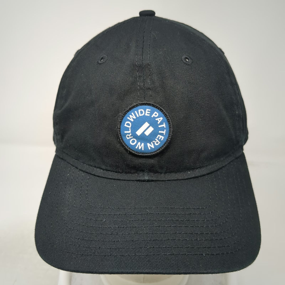 New Era Baseball Cap Black OSFM Worldwide Pattern Patch Slideback Adjustable hat