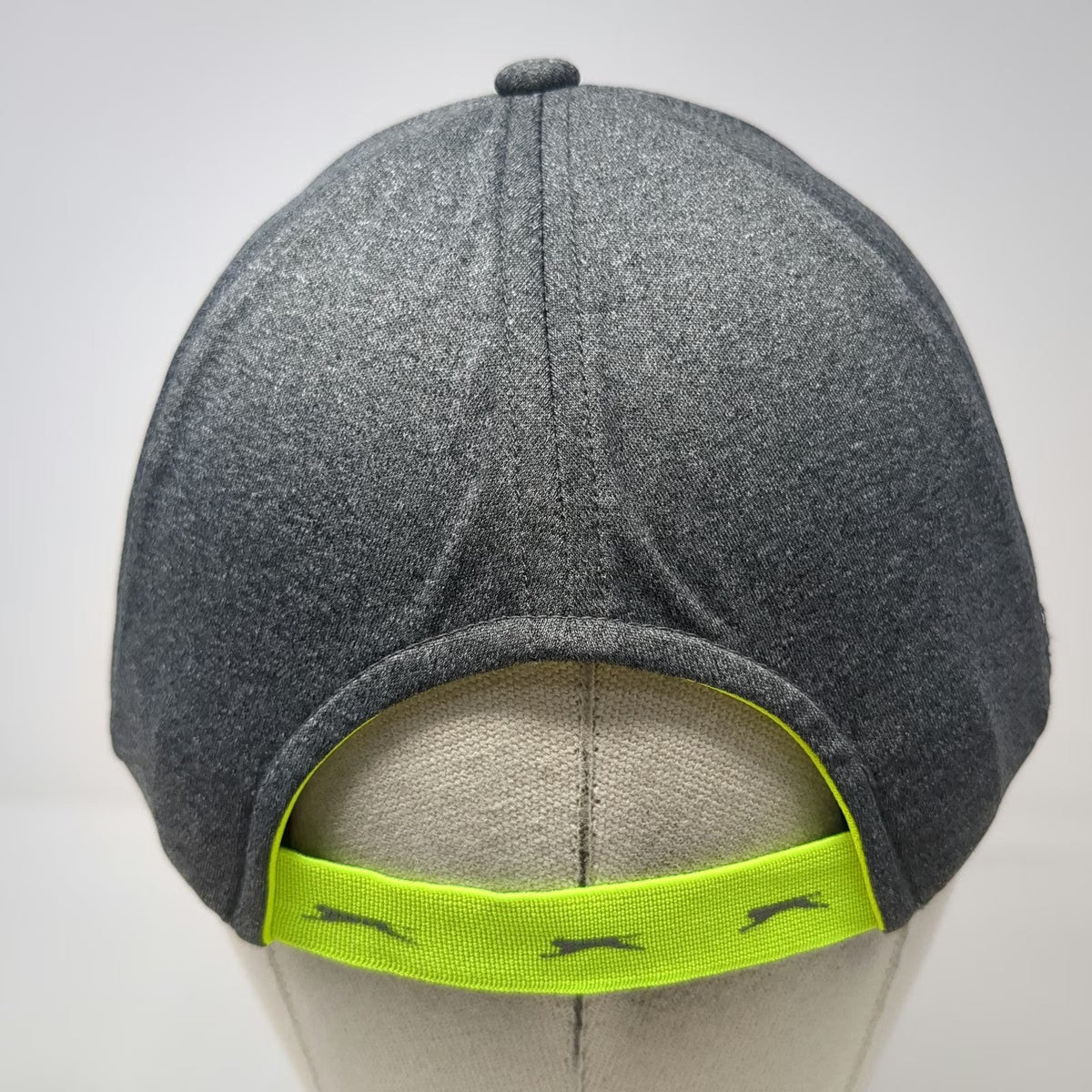 Slazenger Baseball Cap Gray One Size Elastic Strap Yellow Trim Performance Hat
