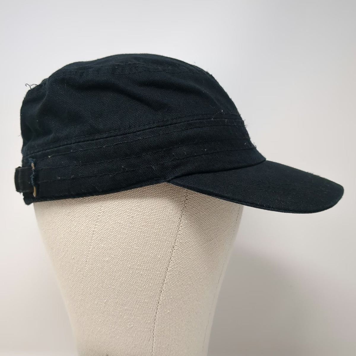Baseball Cap Black One Size Side Pocket Slideback Adjustable Cotton Army Hat
