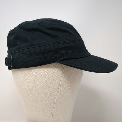 Baseball Cap Black One Size Side Pocket Slideback Adjustable Cotton Army Hat