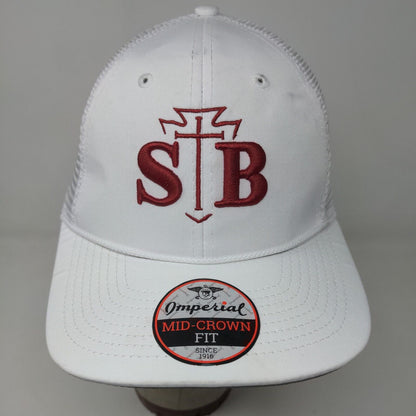 Imperial Men's Snapback Mesh Back Hat White OSFA Embroidered SB Christian Logo