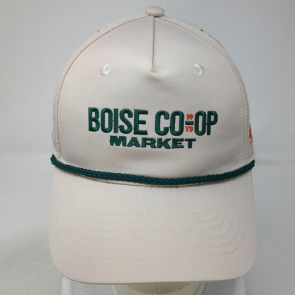 NameBrand Trucker Hat Beige One Size Boise Co-Op Market Rooster Laser Cut Rope