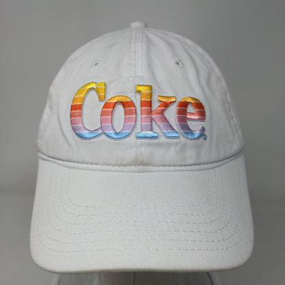 Coke Slideback Hat White OSFM Embroidered Rainbow Letters Coca-Cola
