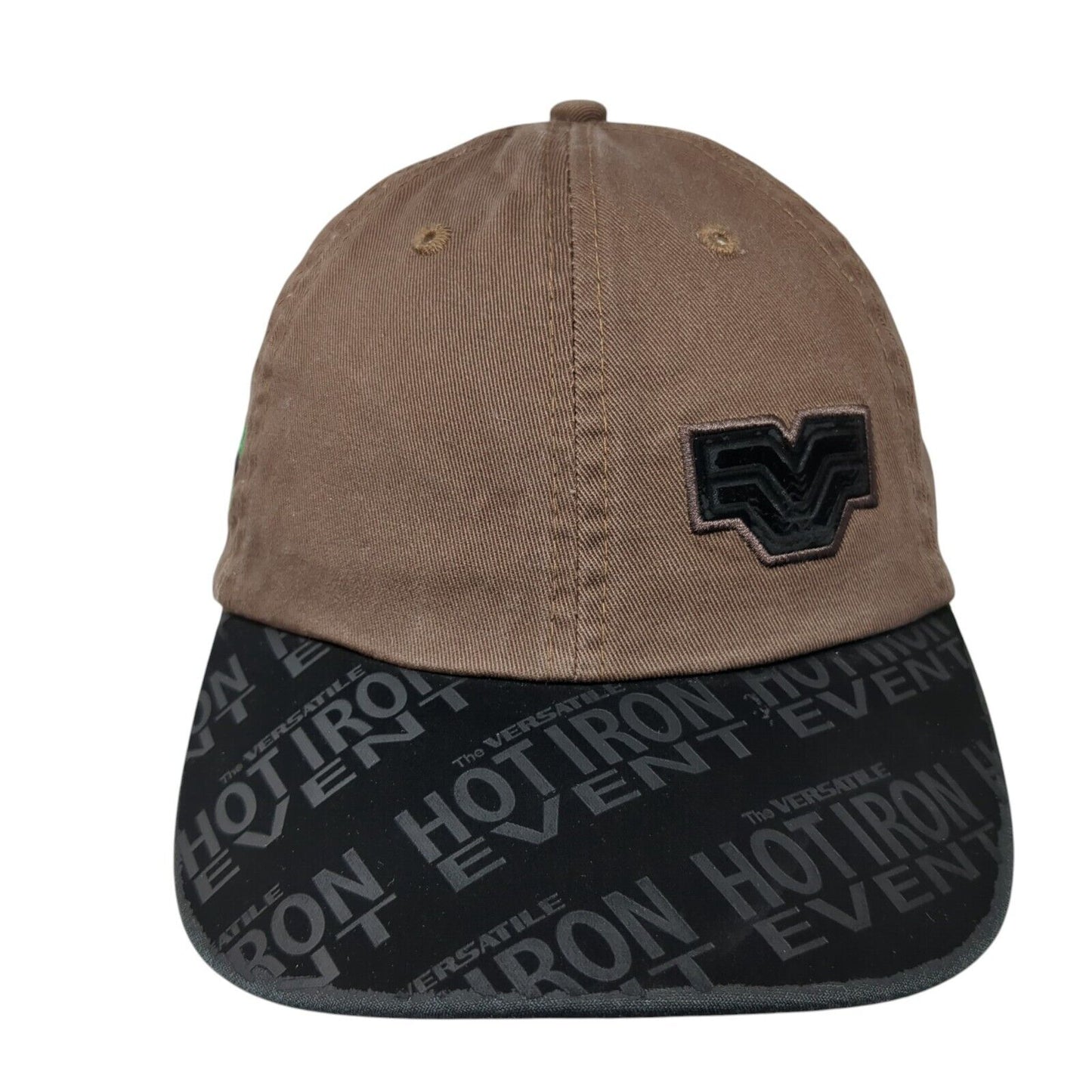 The Versatile Hot Iron Event Strapback Hat Brown OS Adjustable Embroidered
