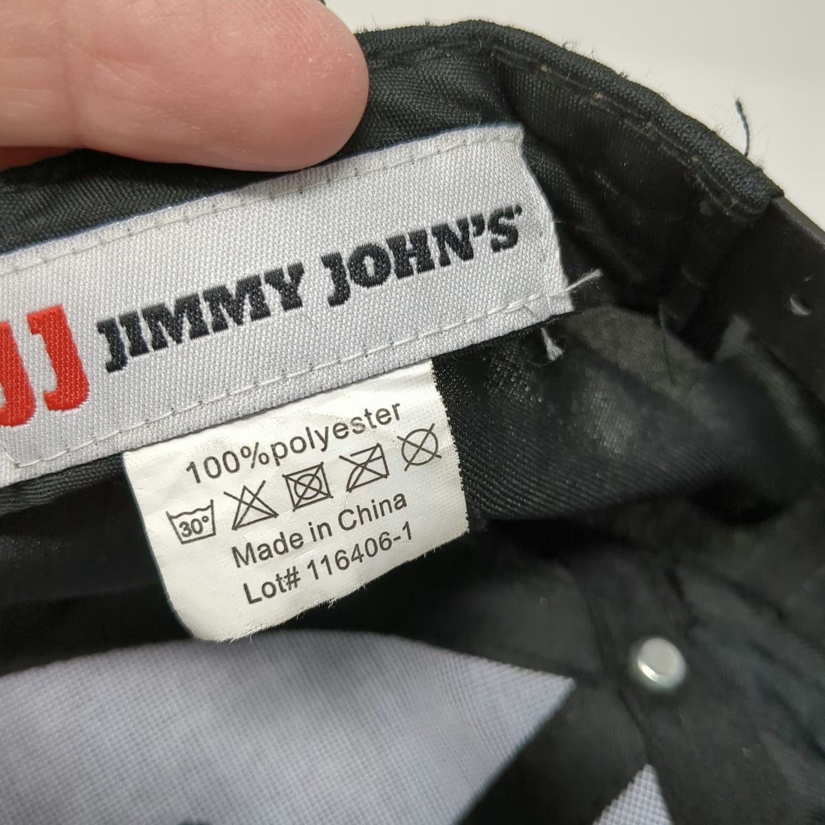 Jimmy John's Snapback Hat Black One Size Embroidered JJ Logo Polyester 6-Panel