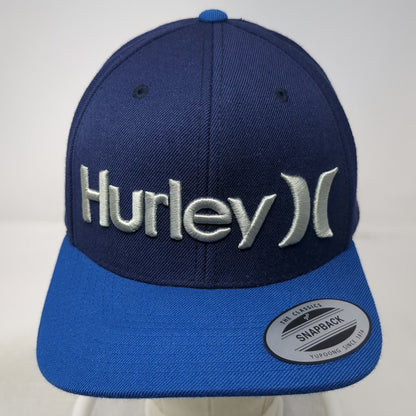 Hurley Snapback Blue One Size Silver Embroidered Logo Two Tone Baseball Cap Hat