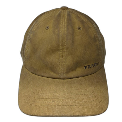 Filson Baseball Cap Brown One Size Waxed Cotton Leather Strap Adjustable Hat