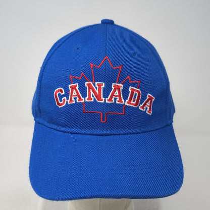 Canada Maple Leaf Strapback Hat Blue One Size Adjustable Embroidered