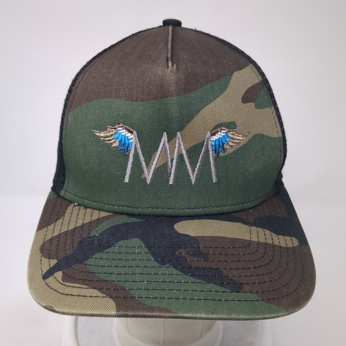 MM Wings Snapback Mesh Back Trucker Hat Multi Camo One Size New Era