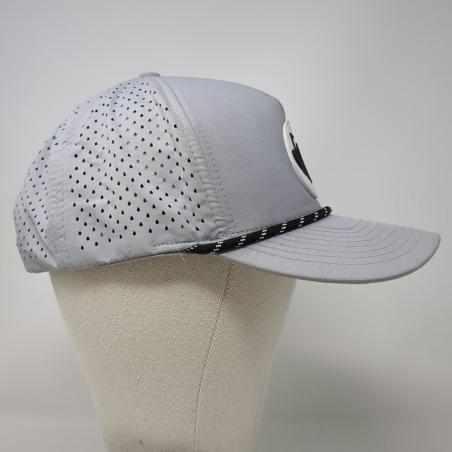 Oyster Brands Trucker Hat Gray One Size Snapback Rope Perf Golf Patch Breathable