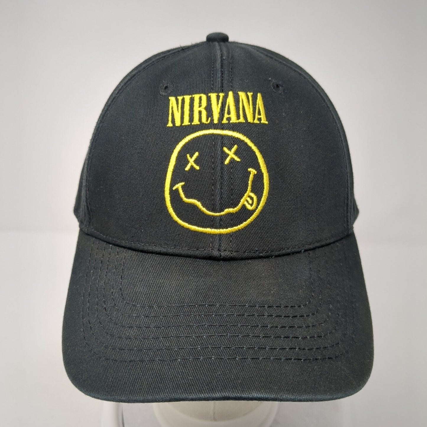 Nirvana Snapback Hat Black One Size Embroidered Adjustable 6 Panel
