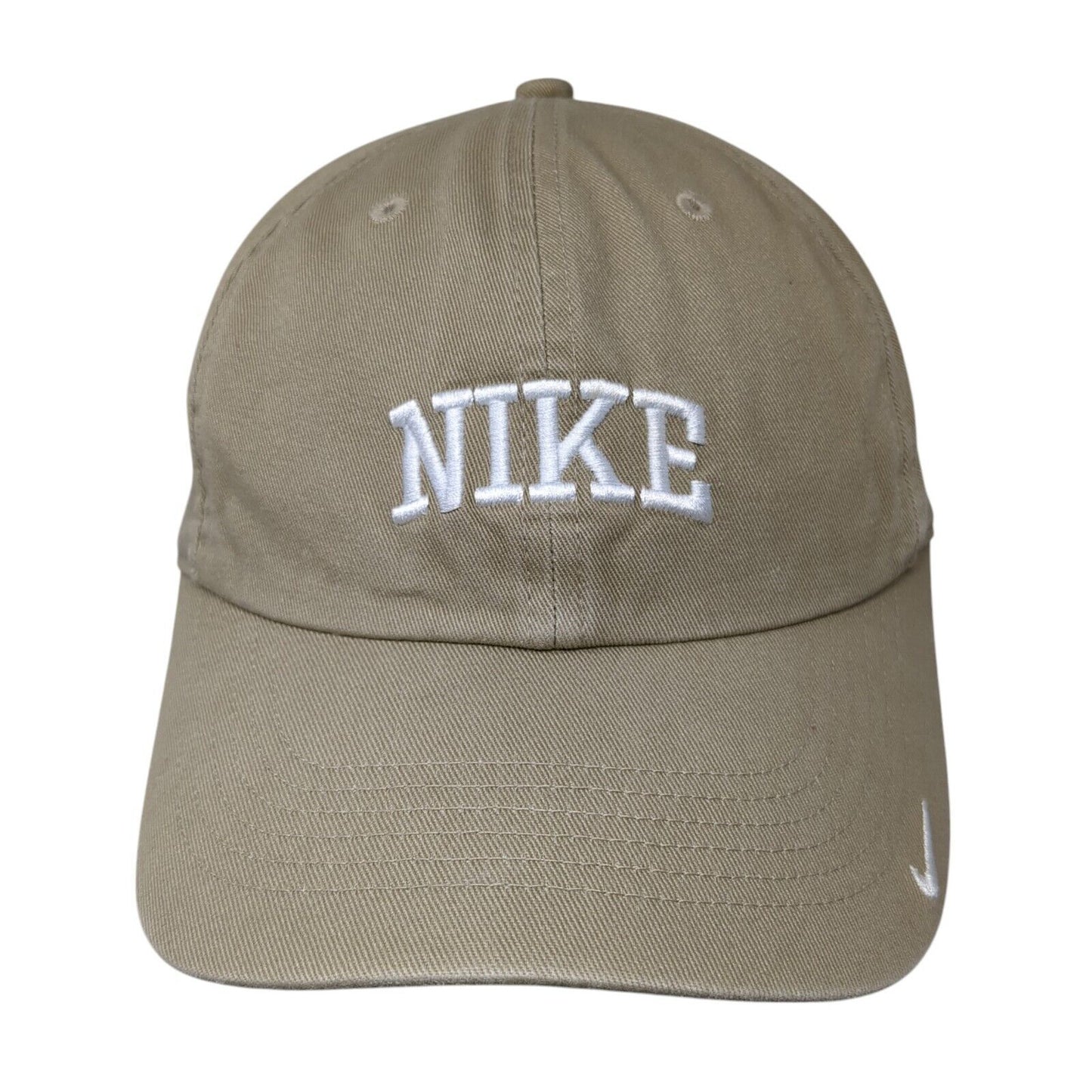 Nike Slideback Hat Tan One Size Adjustable Embroidered Swoosh 6 Panel Cotton