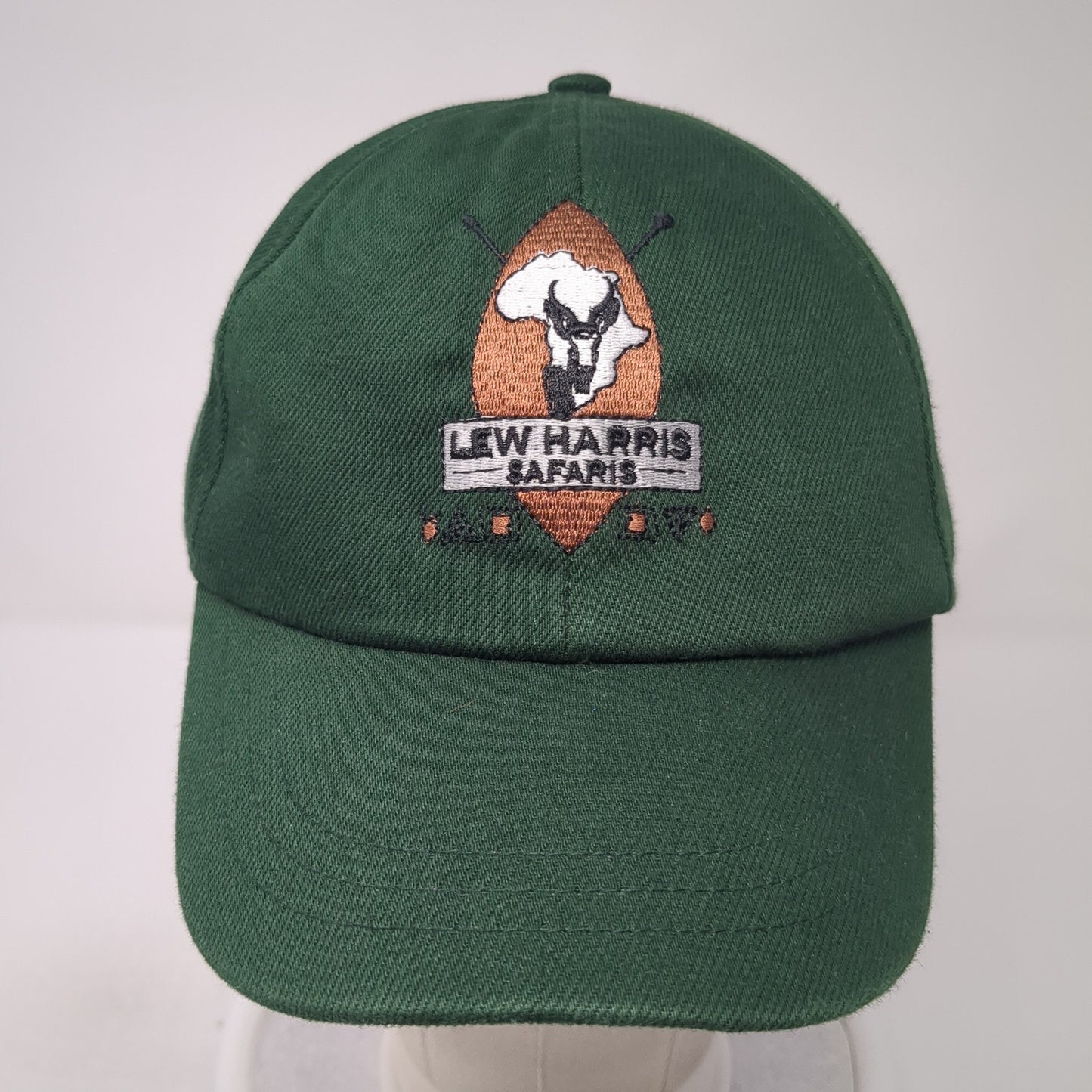 Lew Harris Safaris Strapback Baseball Cap Green One Size Adjustable Embroidered