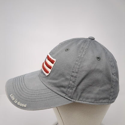 USA Flag Patch Slideback Hat Gray One Size Adjustable Solid Life Is Good