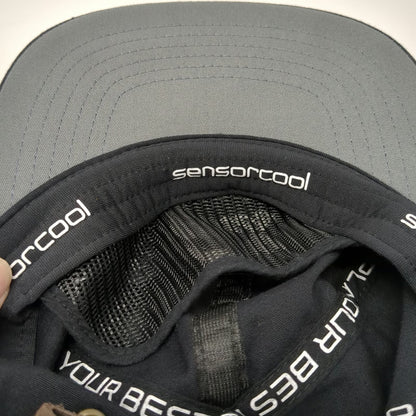 PING 5 Panel Black One Size Leather Strap Rope Script Logo Golf Hat sensorcool